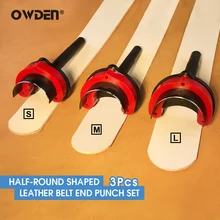 OWDEN 3Pcs taglierina in pelle semicircolare Punch in pelle Craft Cutting Puncher utensili in acciaio duro per cinture End Punch portafoglio cinturino