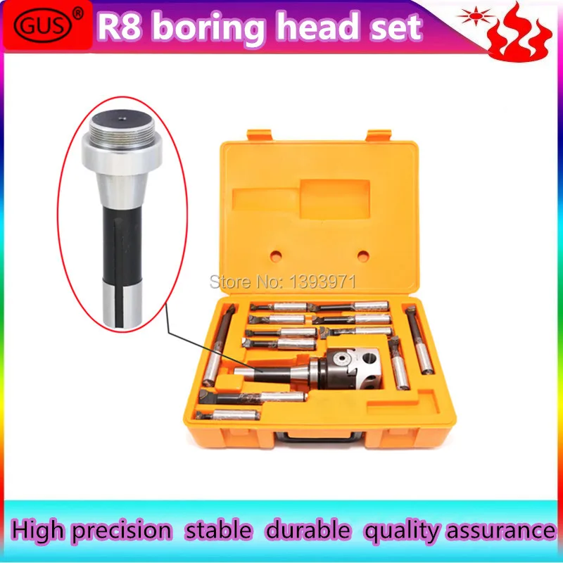 

GUS Boring tool set R8 taper, F1-18 75mm boring head with R8 shank and 12pcs 18mm boring bars, boring head set