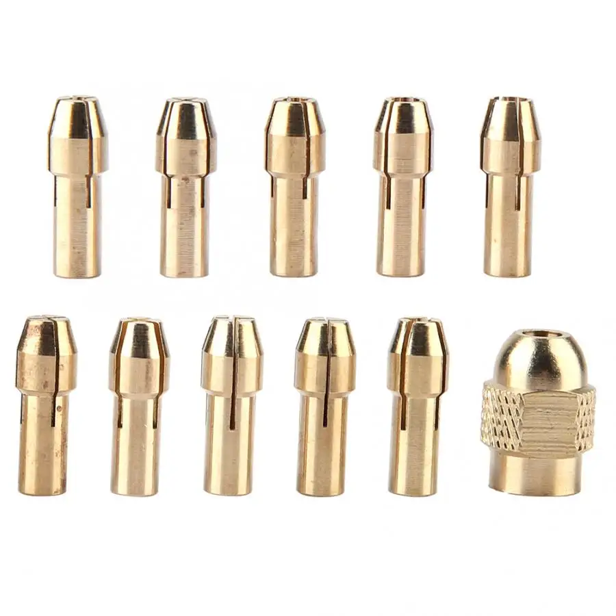 

Dremel 11pcs 4-jaw Copper Drill Chuck Collet Set for Mini Electric Grinder Rotate Tool 0.5-3.2mm Hand Tool Sets