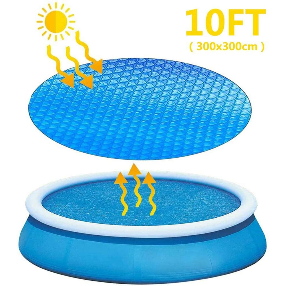 

Pool Cover Round Solar Swimming Pool Tub Cover 304cm Outdoor Bubble Blanket Accessories 10 Feet Swimming Pool Cover Round