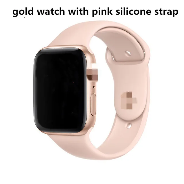 Прямая поставка IWO 8 PLUS 44 мм смарт часы 4 сердечного ритма металлический чехол для смарт часов для iPhone Android телефон PK IWO 8 10 12 Pro - Цвет: Pink silicone