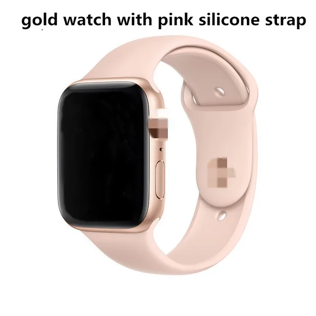 Pink silicone Прямая поставка IWO 8 PLUS 44 мм смарт часы 4 сердечного ритма металлический чехол для смарт часов для iPhone Android телефон PK IWO 8 10 12 Pro - Цвет: Pink silicone