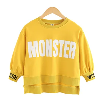 

Girls Sweater Autumn Wear 2020 New Children's Long Fashion Casual Round Neck Top Tide Tight-fitting elastic versatile pants