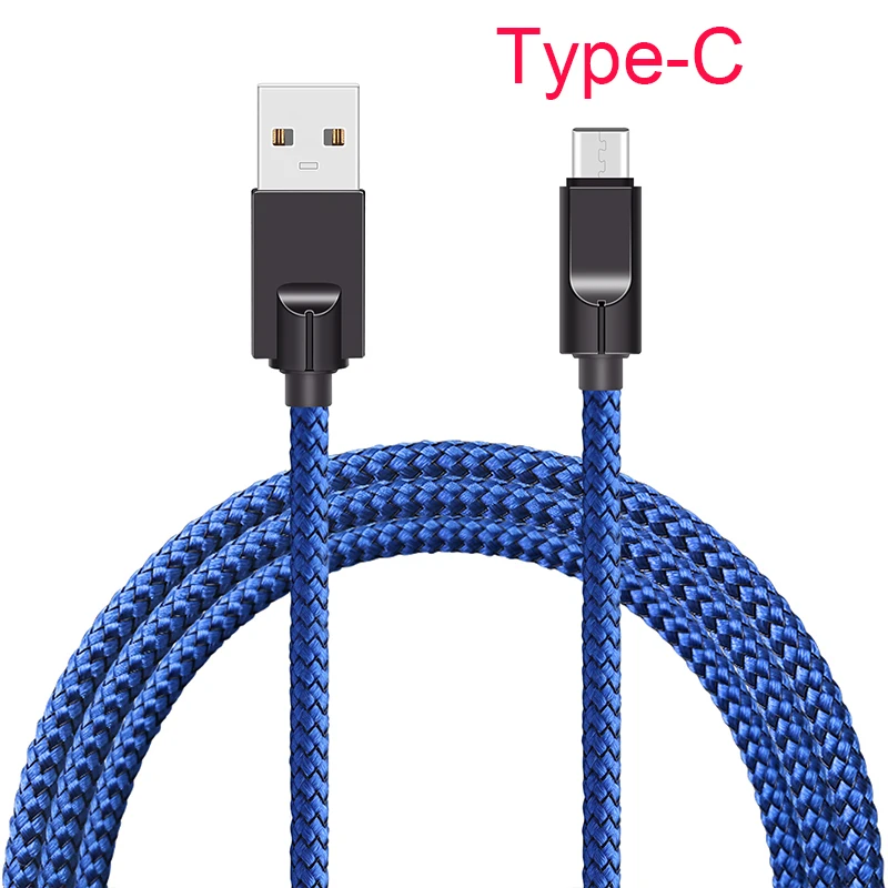 2.5A нейлоновый кабель type C для быстрой зарядки xiaomi type-C кабель для мобильного телефона samsung кабель для huawei type C Android 1 м - Цвет: Синий