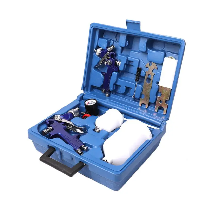 

Paint Spray Gun Set Car Furniture Painting Tools 2 Gravity Sprayers and 2 Plastic Pots Auto Painting Tools Paint Sprayer Set