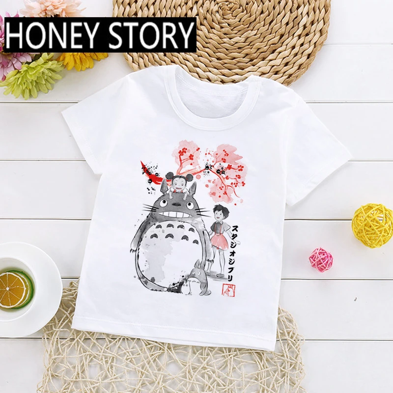 Футболка Kawaii Totoro для детей Забавная детская одежда с рисунком из японского аниме