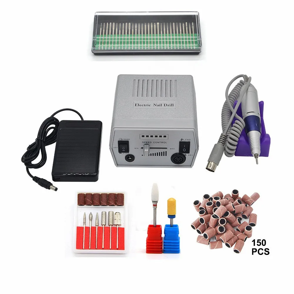 New Nail Drill Manicure Set 30000 RPM Electric Nail Drill Machine Drills Accessory Speed Control Pedicure Manicure Machine Tool - Цвет: Sliver30150 B2D5