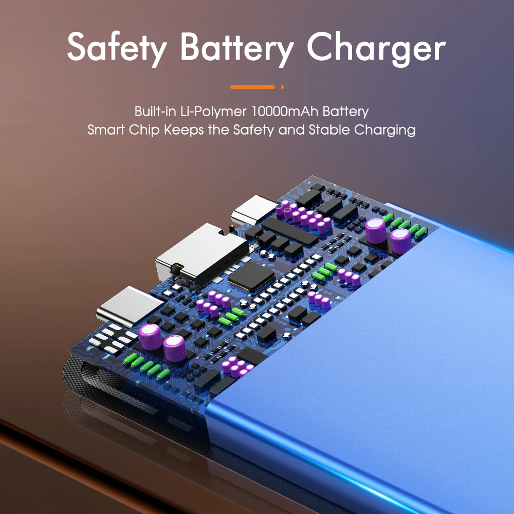 YKZ Power Bank 10000Mah Type C USB Mini Portable Charger Travel Power Bank Fast Charge Mobile Phone Powerbank 10000 Fast Charger