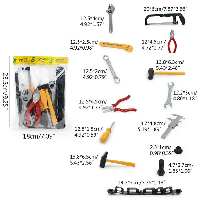 14 Pcs/Set Construction Tool Set for Kids Child Career Training Activity Props Boys Toys Gifts 2