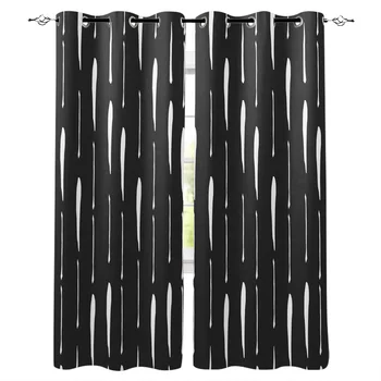 

Brush Strokes Comic Style Black Window Curtains Living Room Curtain Home Decor