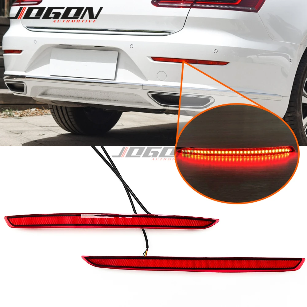 For VW For Volkswagen Arteon 2018 2019 2020 LED Rear Bumper Dynamic Turn Signal Light Reflector Fog Braking Light Brake Lamp