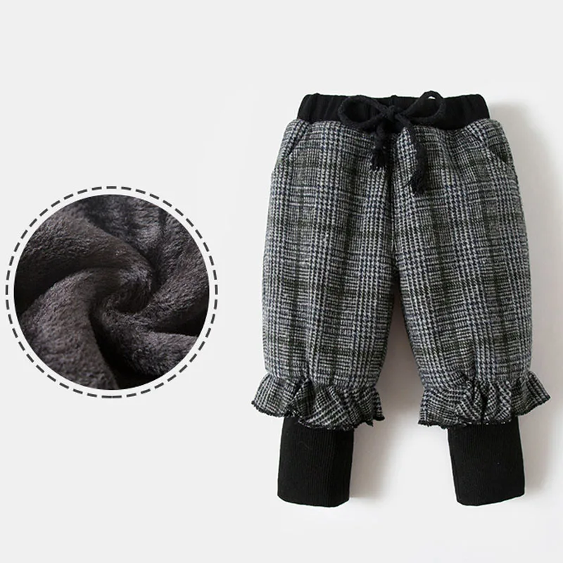 Хлопковые Штаны для малышей плотные штаны для мальчиков г. Осенне-зимняя модная новая детская одежда в клетку детские повседневные штаны - Цвет: Серый