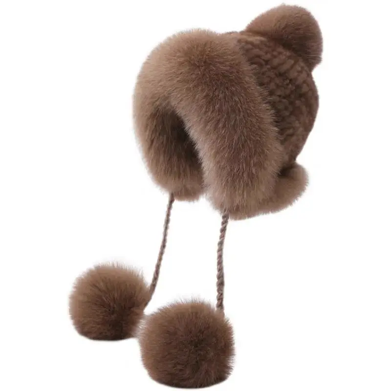 

CX-C-282 Russia Winter Luxury Fox Fur Trim Genuine Hand Made Mink Fur Hat