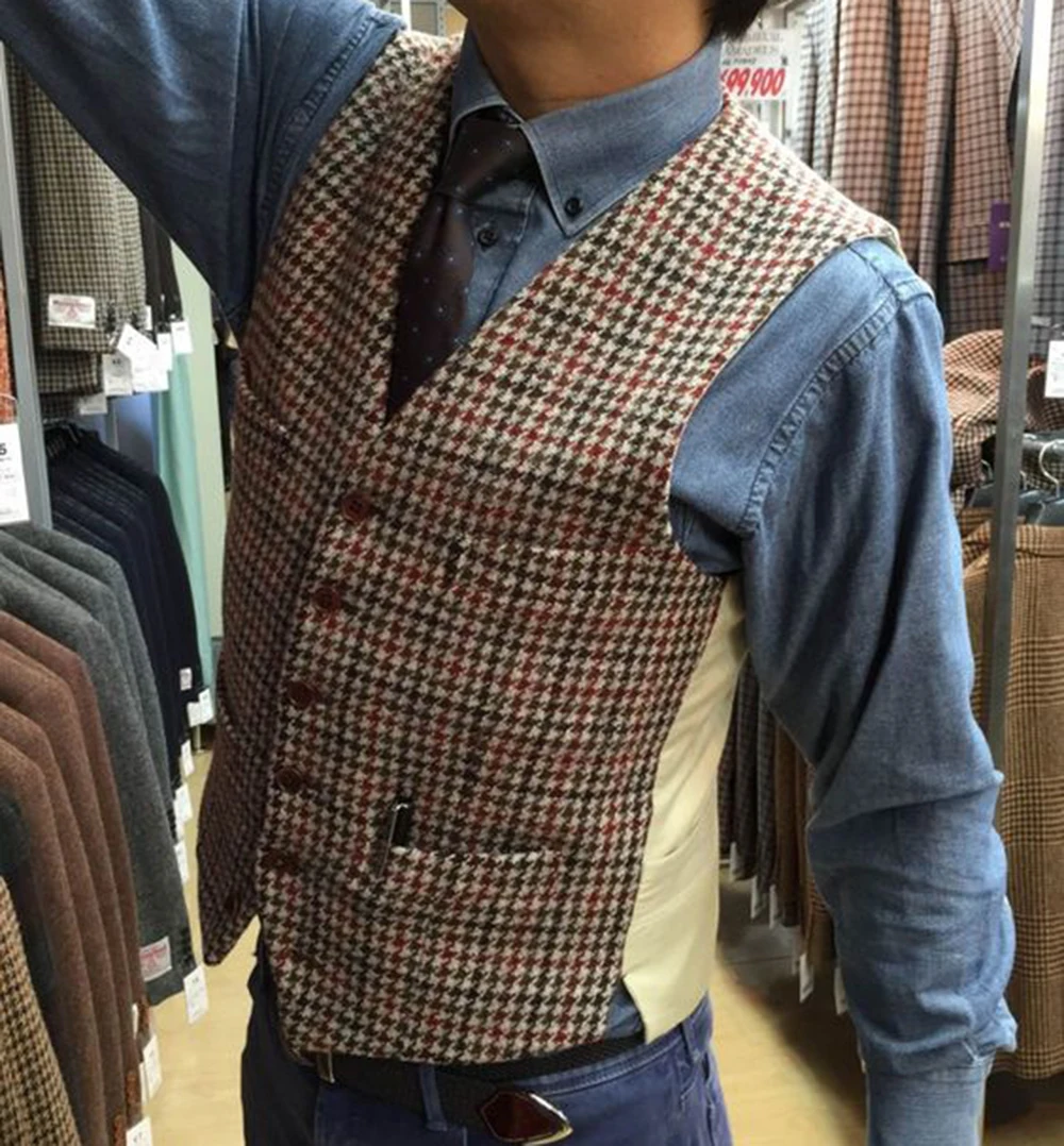 Men Waistcoat Style Tweed Vest Tweed Vest Wedding Men Tweed Suit