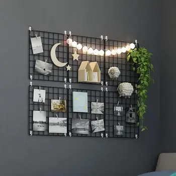 

Multi-Function Metal Grid Decor Photo Frame Wall Art Display Mesh Storage Shelf Organizer Rack Holder Wall Art Hanging DIY Decor