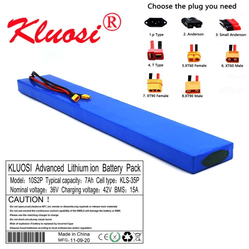 Усиленные батареи для электроскутера KLUOSI 10S2P 36 В 7 Ач встроенный 15 а BMS 37 в 42 18650