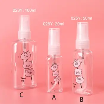 

20/50/100ml Cute Cartoon Pig Plastic Empty Spray Bottle Transparent Makeup Cosmetic Refillable Fine Mist Mini Atomizer Container