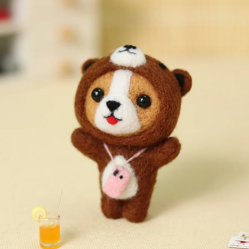 Needle Felting Kit Wool Felting Kit Needle Felting Painting Kit Non-Finished Kit Cute Bear Fox Rabbit Shiba Inu Animal wool needle felt KIT Fashion Handmade DIY Doll Toy Material Package