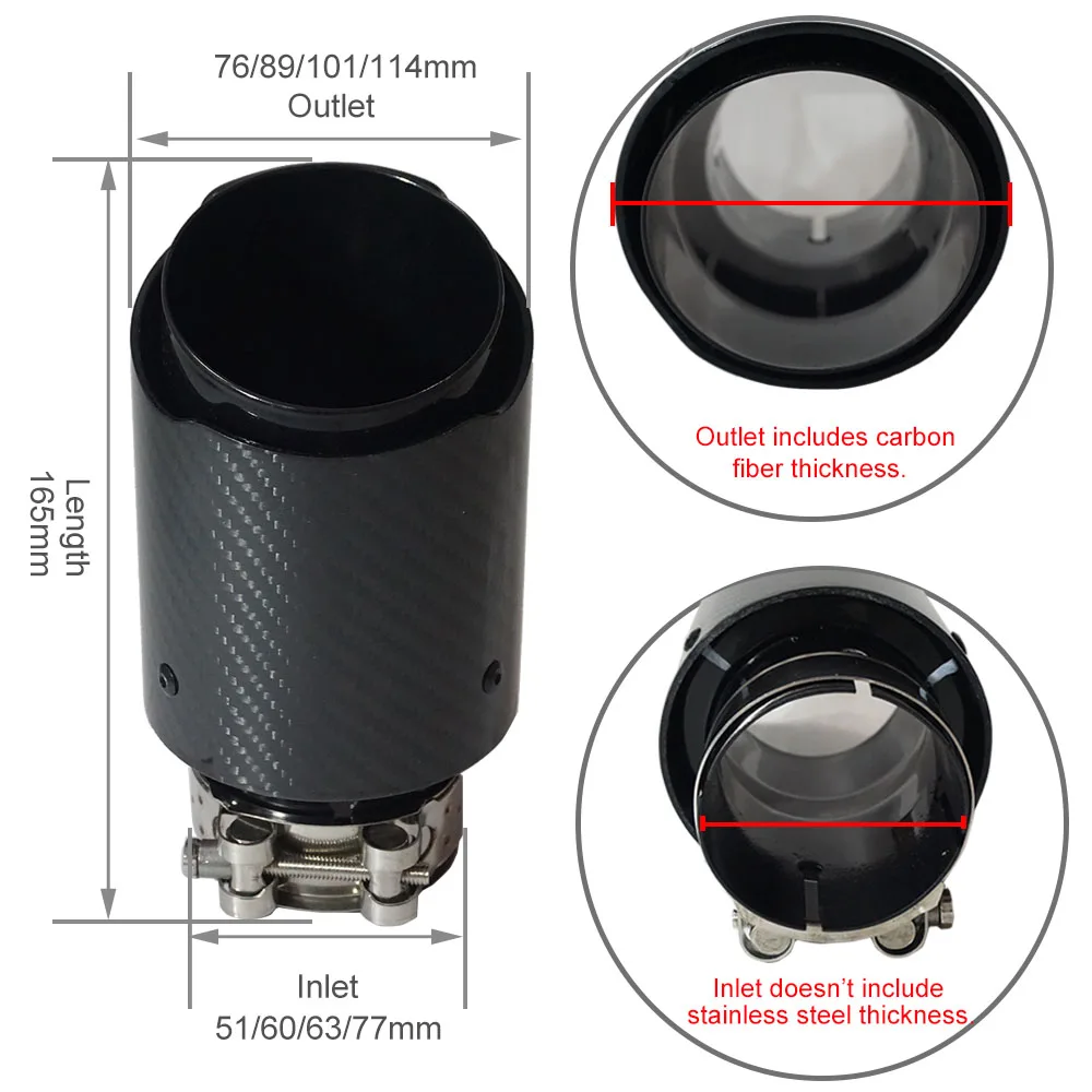Universal Tail Pipe Muffler Straight Exhaust System AK Black Stainless Steel Carbon Fiber End Tips Car Accessories exhaust muffler tip,exhaust pipe muffler