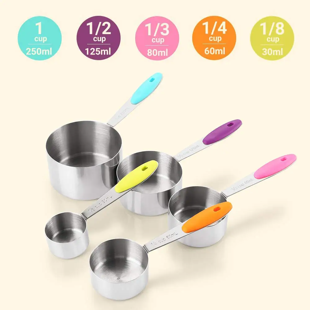 10pcs/pack Stainless Steel Measuring Cups and Spoons Set for Dry Liquid Ingredient Tea Coffee Cooking Baking Measuring Tool
