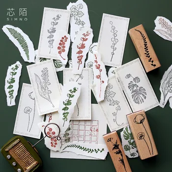 

1set Vintage Plants Leaf Decoration Stamp Wooden Rubber Stamps for Scrapbooking Stationery DIY Craft Standard Stamp