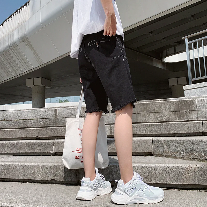 Summer Men's Breathable Denim Shorts Leisure Stretch Ripped Short Jeans streetwear Fashion Casual Slim Fit Cotton Male Clothes Summer Men's Breathable Denim Shorts Leisure Stretch Ripped Short Jeans streetwear Fashion Casual Slim Fit Cotton Male Clothes