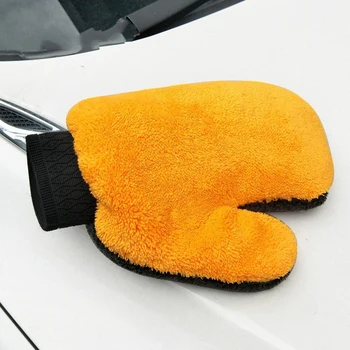

Coral Fleece Wasstraat Handschoen Mitt Cleaning Korte Wol Mitt Auto Wassen Borstel Doek