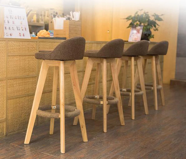 Limited 2pcs Bar Stool Modern Minimalist Home Solid Wood High Stool Bar Stool Bar Chair Leisure Back Chair Stool Backrest Chair