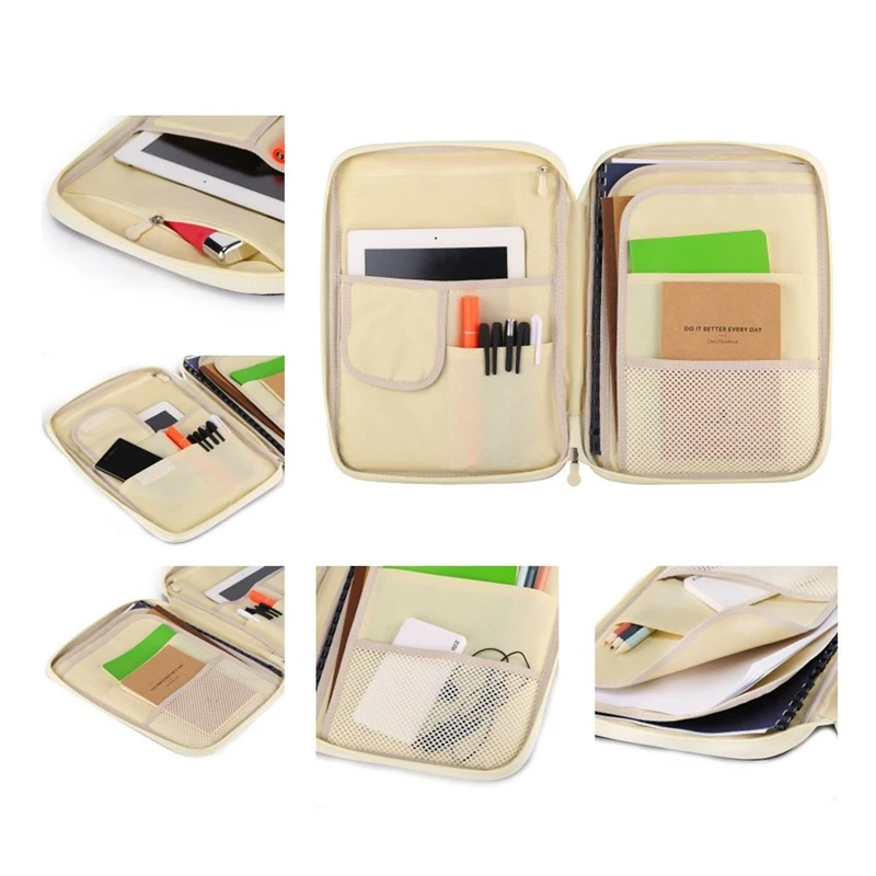 

A4 Document Storage Bag Waterproof Oxford Cloth Multifunctional Business Organizer Bag File Folder Stationery Organizer Zipper