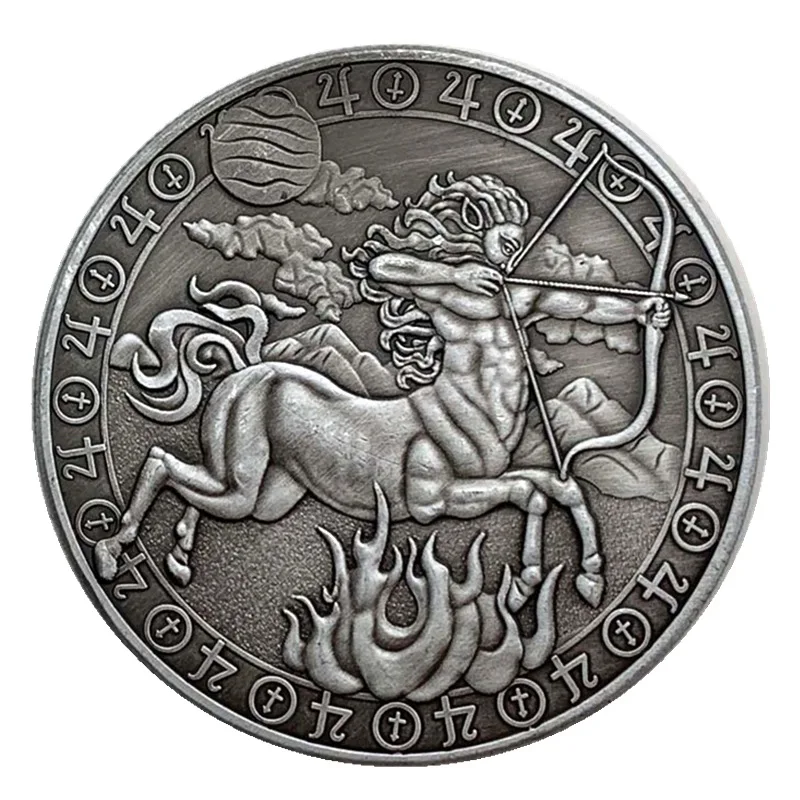 Commemorative Coin Creative Twelve Constellations Zodiac Coin Challenge Silver Plated Commemorative Coins Set Home Decor Crafts Art Collection Gift