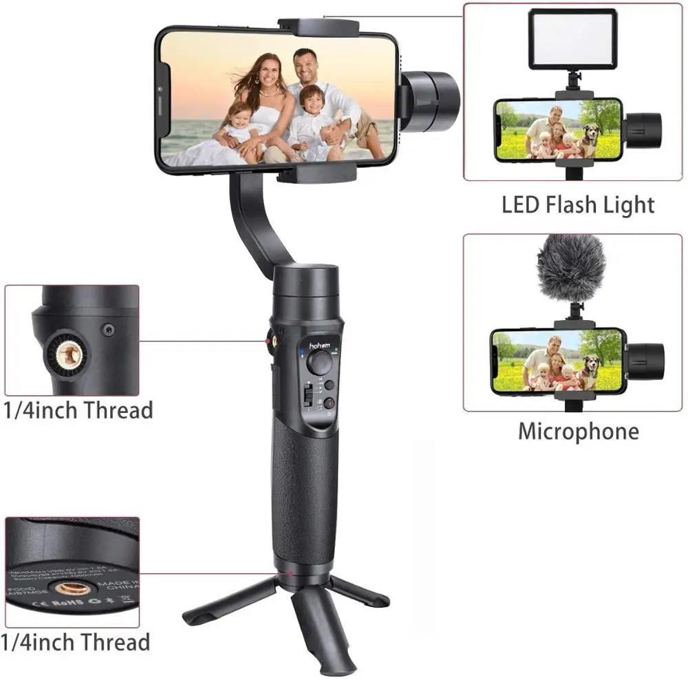  Hohem iSteady Mobile Plus Handy Gimbal 3-Axis Handheld Stabilizer for Smartphone iPhone 11/11 Pro/X