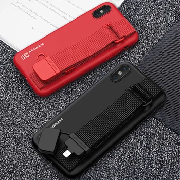 

Multifunctional mobile phone case for iPhone se 2020 11 Pro Max stand case7 8Plus X XR XS Max charging cable wrist strap case