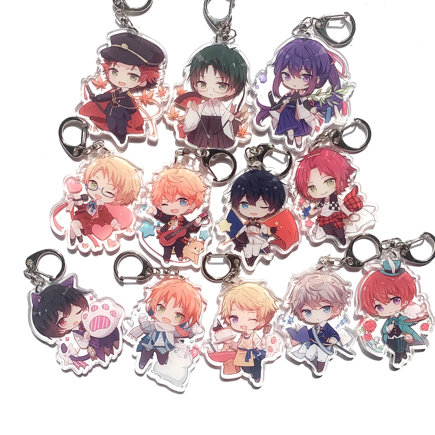 Брелок для ключей Akehoshi Subaru Yuuki Makoto Isara Mao акриловый двусторонний с подвеской