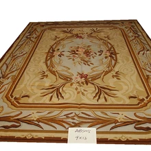 Ковер aubusson ручной работы bs005 9X12 коричневый загар желтая Роза ручной работы VTG. gc8aubyg13