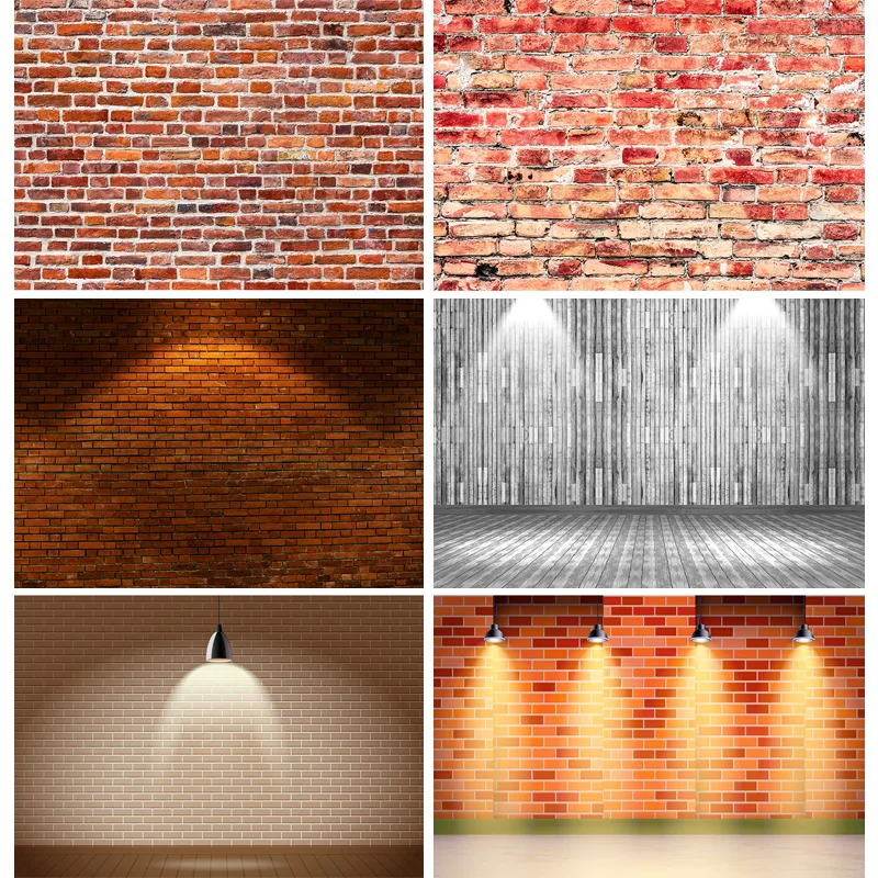 

SHUOZHIKE Vinyl Custom Spot Lights Brick Wall Photography Backdrops Props Vintage Photo Studio Background 201027ZQD-02