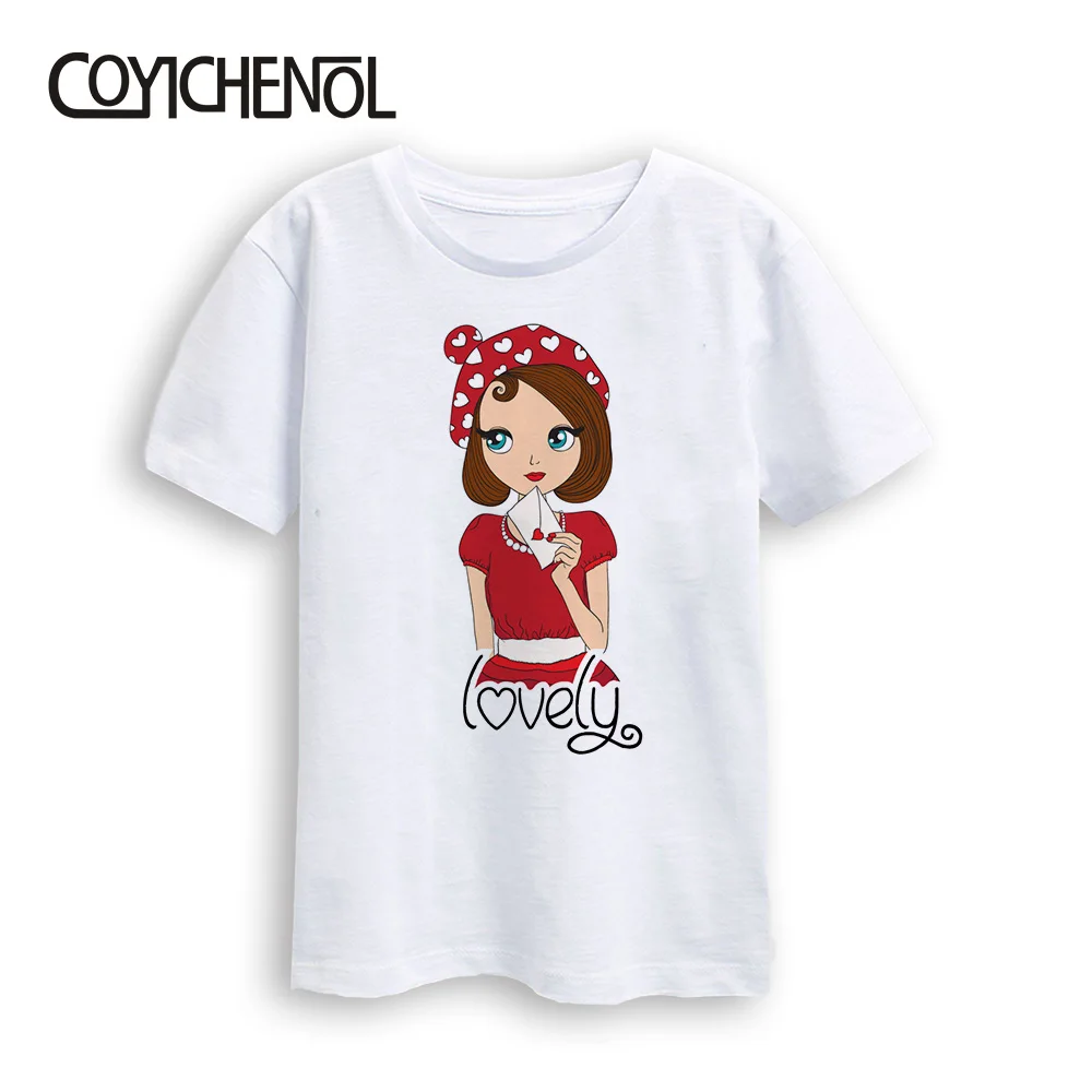 Модная детская футболка для девочек с ручной росписью Милая Детская рубашка размера плюс с рисунком из мультфильма Kawaii новые От 2 до 12 лет топы для детей с рисунком из мультфильма COYICHENOL
