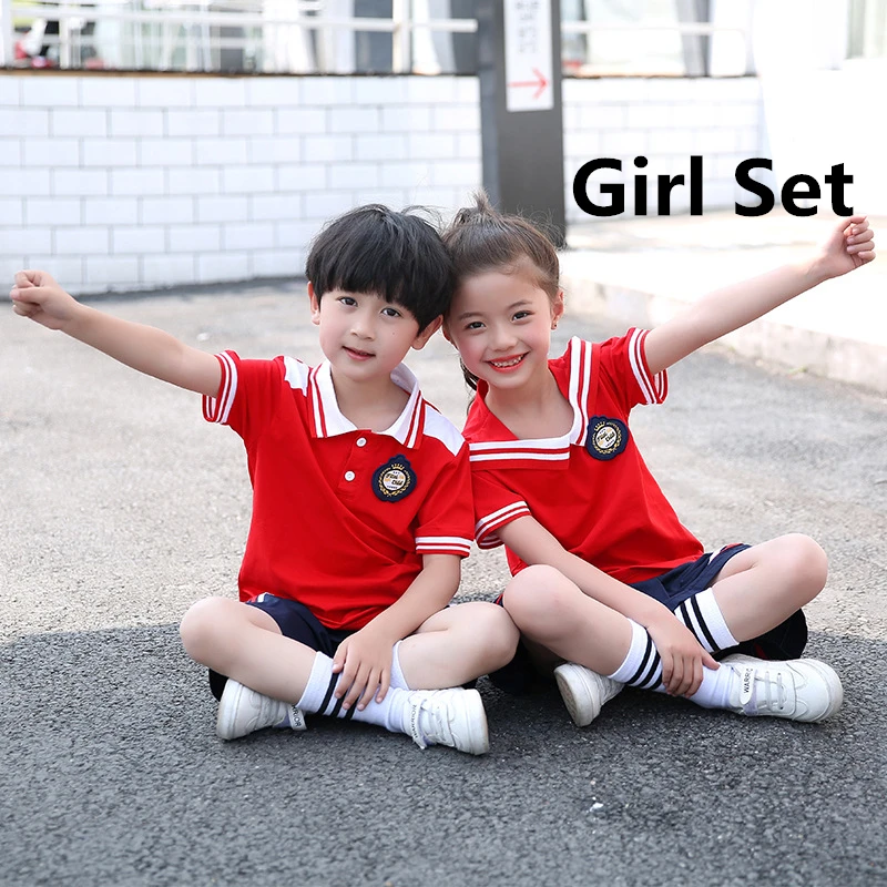 Style3 Girl Set 100-180 см детская школьная форма, корейский Британский комплект хлопковой одежды для мальчиков и девочек, одежда для начальной школы, костюмы для выступлений - Цвет: Style3 Girl Set