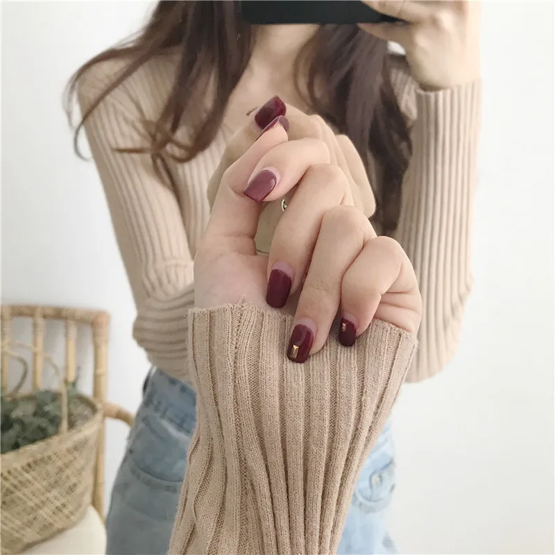 Jumper Winter V-neck Korean Sweaters Women pullovers Autumn 2019 knit Solid color Slim long-sleeved wool-blend sweaters female