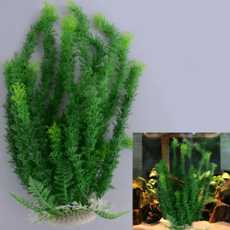 Пластиковые искусственные растения для аквариума, декоративные зеленые растения