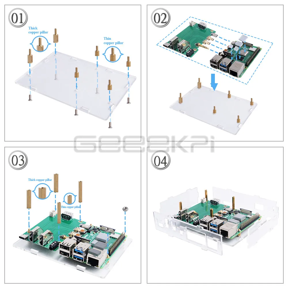 GeeekPi новый набор акриловых приставок Raspberry Pi с 4010 сисветодиодный светодиодным