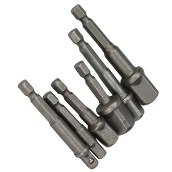 

6pcs 1/2\" 3/8\" 1/4\" Shank Long&short Bit Socket Sleeve Adapter Driver Toolkit