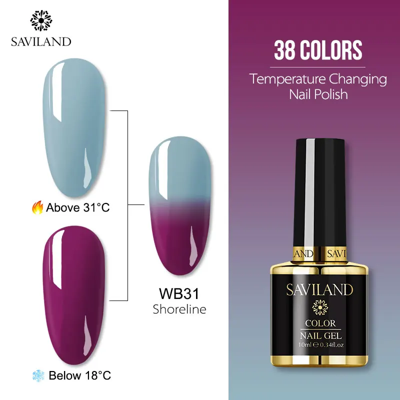 10ml WB31 SAVILAND Хамелеон Гель-лак для ногтей изменение температуры цвета блеск Гибридный гель УФ Гель-лак Vernis полуперманентный дизайн ногтей - Цвет: 10ml WB31