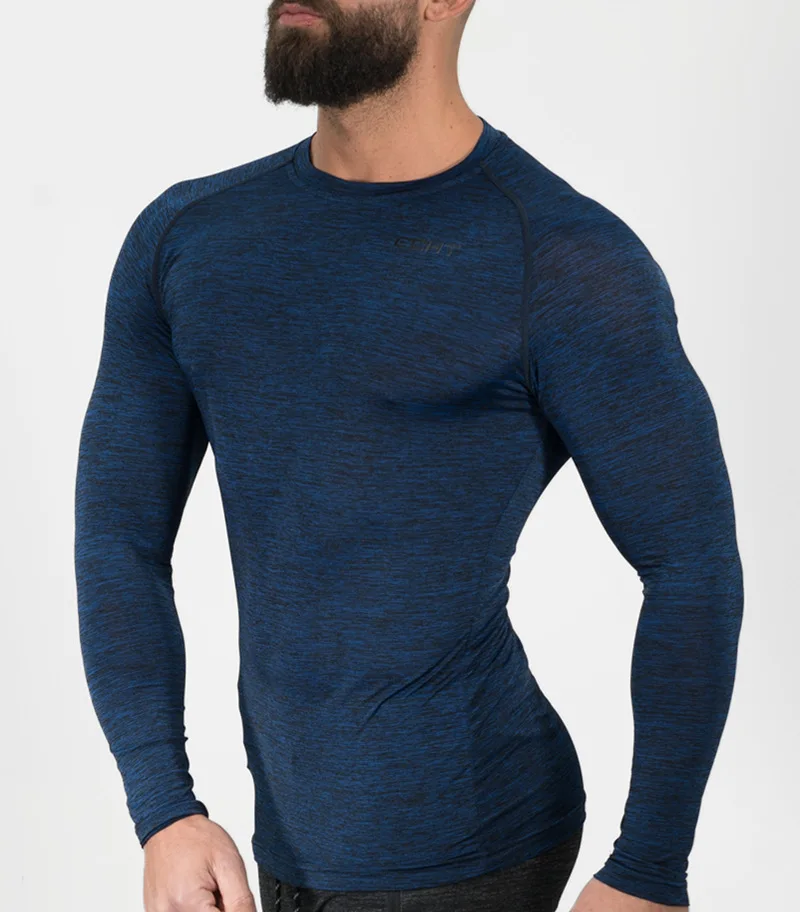 Футболка с длинным рукавом для мужчин компрессионная Moda Masculina Тренажерный Зал Фитнес Бодибилдинг Беговая тренировка Ropa Hombre Повседневная облегающая