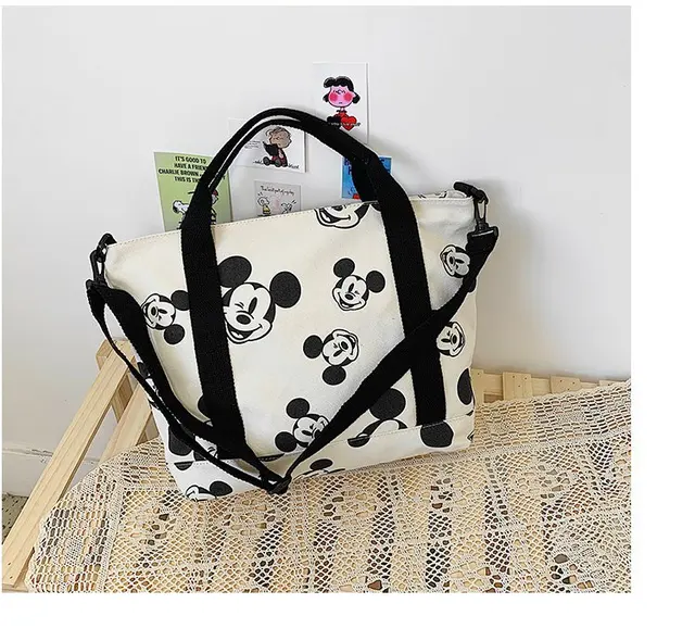 Disney cartoon Mickey mouse canvas bag ladies 2022 new messenger bag large capacity shoulder bag handbag