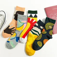 Носки с рисунком из мультфильма, осенне-зимние женские хлопковые носки, спортивные, повседневные, дышащие, впитывающие пот, милые, забавные, удобные