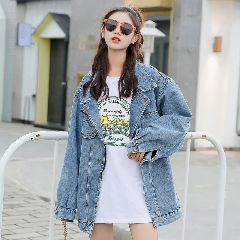 

Denim Coat Women's 2020 Spring Autumn Retro Tooling Korean Loose Harajuku Streetwear Plus Size Jacket Women Ropa Mujer Kurtki