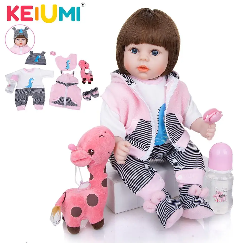 KEIUMI Reborn Dolls Girl 48 cm Silicone Soft Cloth Body Realistic Bebe Reborn Toy Beautiful For Menina Children Birthday Gift