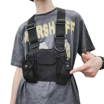

Unisex Functional Waist Packs Adjustable Pockets Waistcoat Men Tactical Shoulders Bags Chest Rig Bag Hip Hop Streetwear