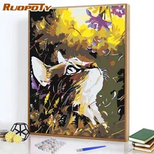 

RUOPOTY acrylic Frameless paint by numbers Cat Animals Drawing by numbers minimalism style Living room gift 50*65cm