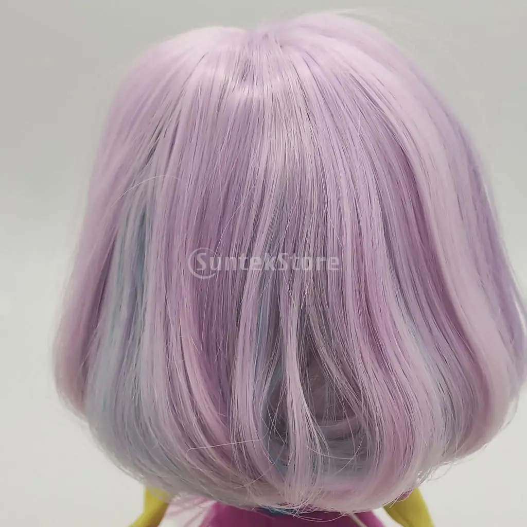 Stylish Short Straight Wig For 1/3 BJD Blythe Doll DIY Making Light Purple
